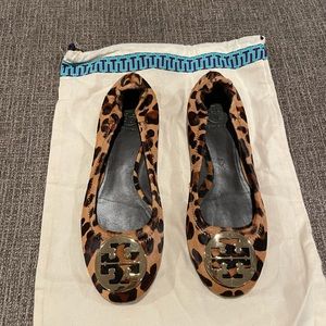 Tory Burch Ponyhair Animal Print Reva Flats